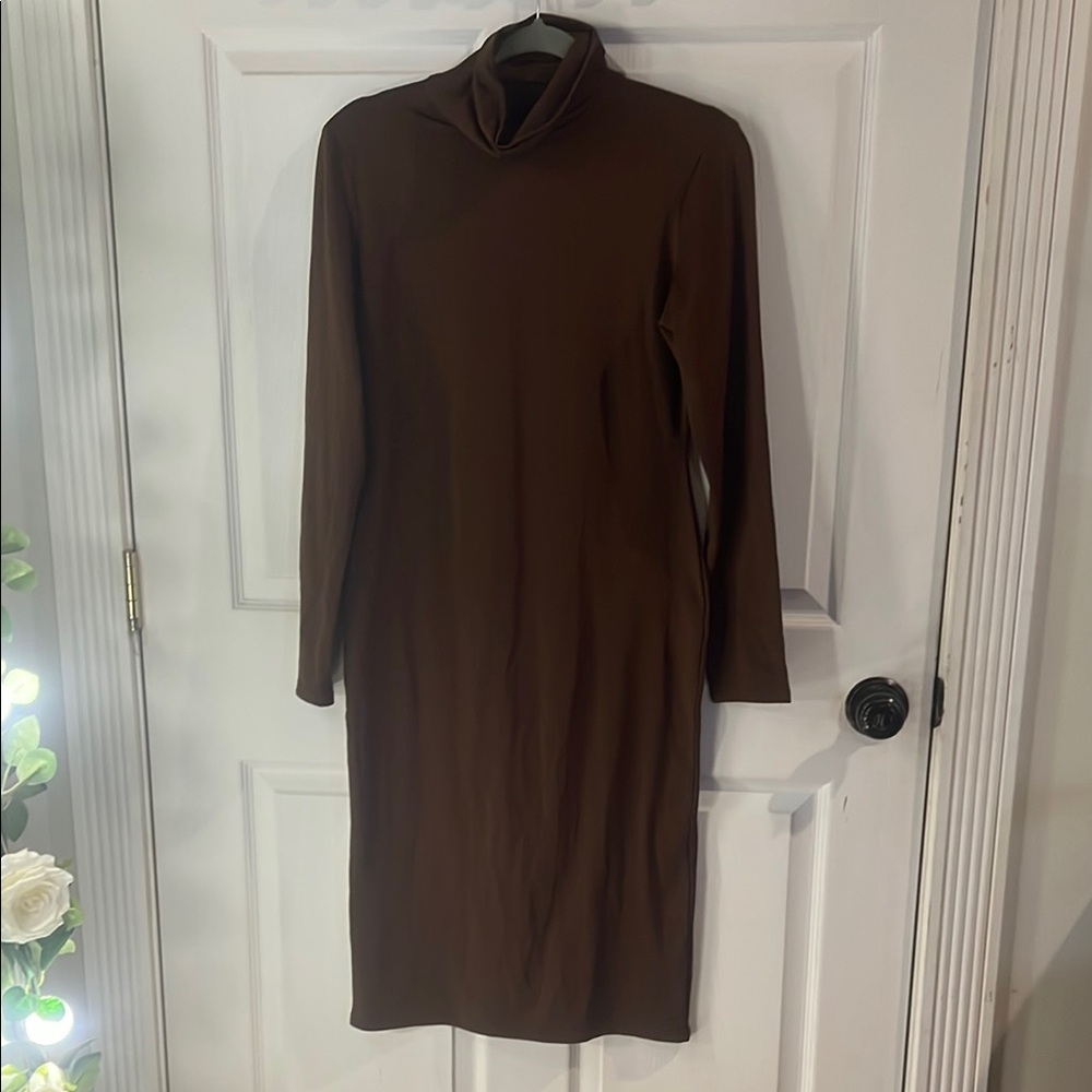 Brown Long Sleeve Dress